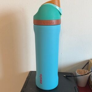 Owala Aqua & Teal Water Bottle with Rust Accent